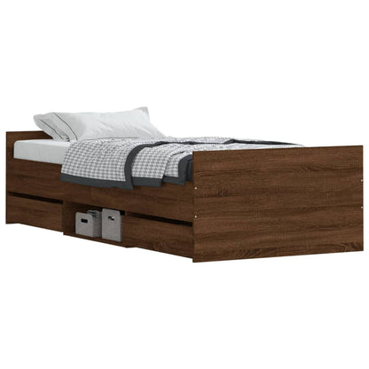 Bed Frame without Mattress Brown Oak 90x200 cm