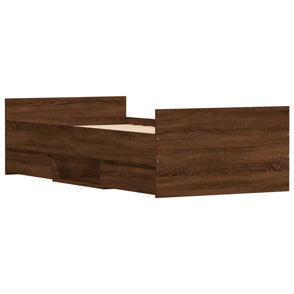 Bed Frame without Mattress Brown Oak 90x200 cm
