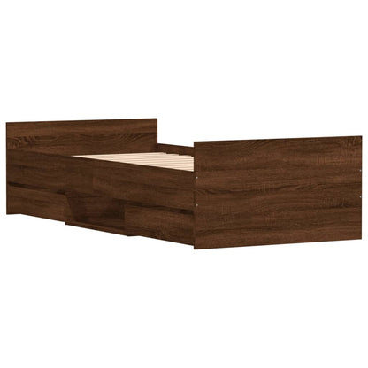 Bed Frame without Mattress Brown Oak 90x200 cm