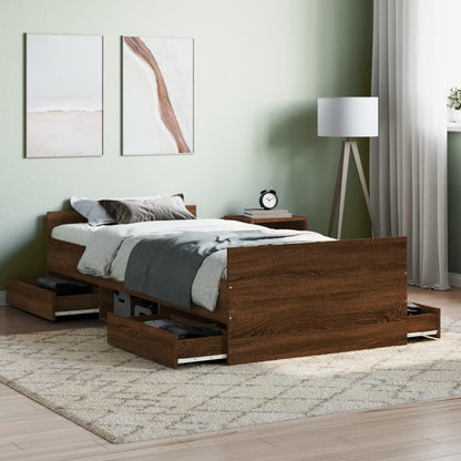 Bed Frame without Mattress Brown Oak 90x200 cm