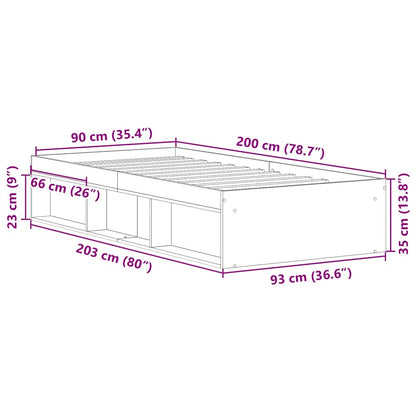 Bed Frame without Mattress Smoked Oak 90x200 cm