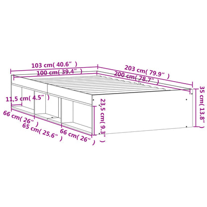 Bed Frame without Mattress Smoked Oak 100x200 cm