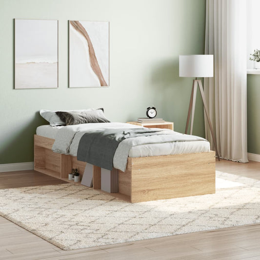 Bed Frame without Mattress Sonoma Oak 75x190 cm Small Single Small Single