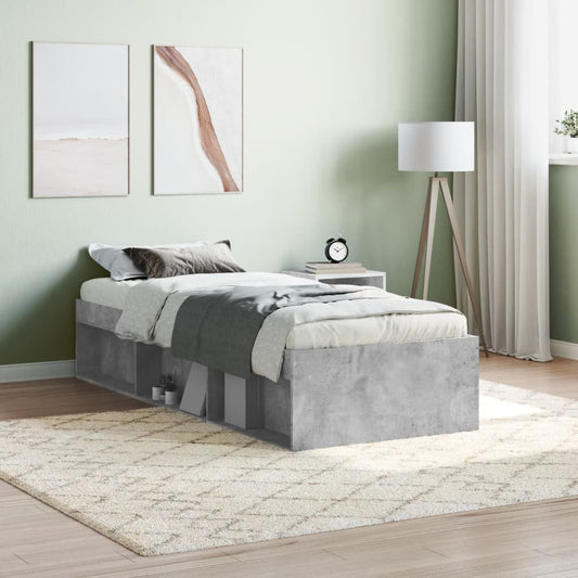 Bed Frame without Mattress Concrete Grey 75x190 cm Small Single Small Single