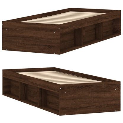 Bed Frame without Mattress Brown Oak 75x190 cm Small Single Small Single