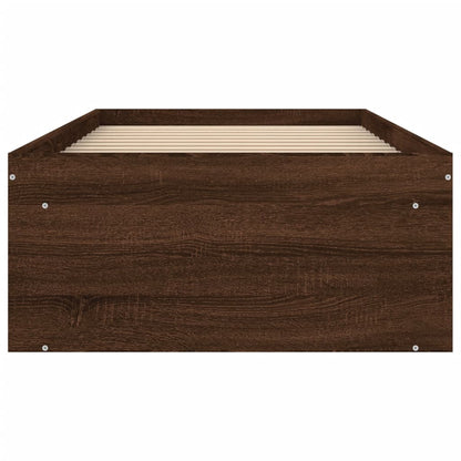 Bed Frame without Mattress Brown Oak 75x190 cm Small Single Small Single