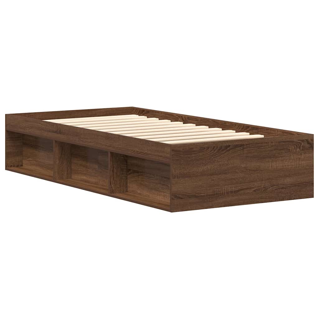 Bed Frame without Mattress Brown Oak 75x190 cm Small Single Small Single