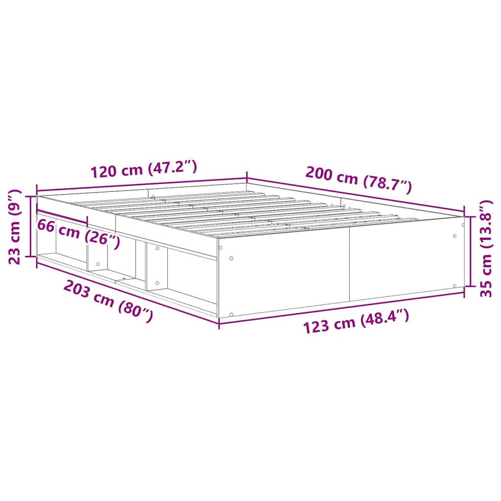 Bed Frame without Mattress Sonoma Oak 120x200 cm