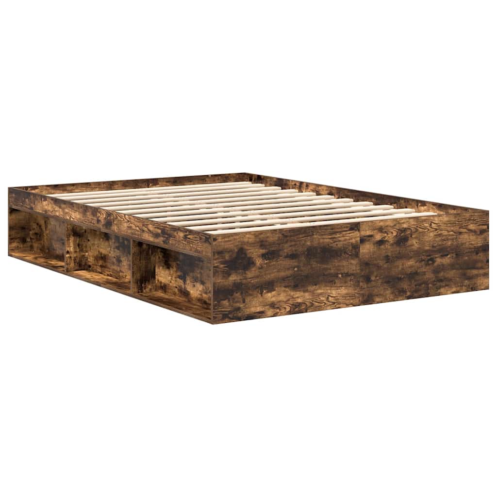 Bed Frame without Mattress Smoked Oak 150x200 cm King Size King Size