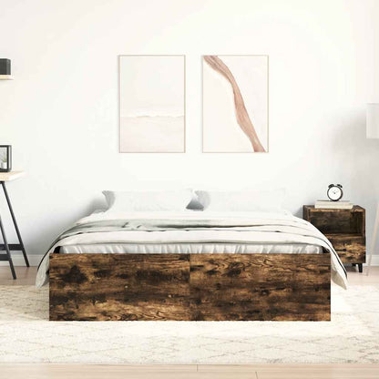 Bed Frame without Mattress Smoked Oak 150x200 cm King Size King Size