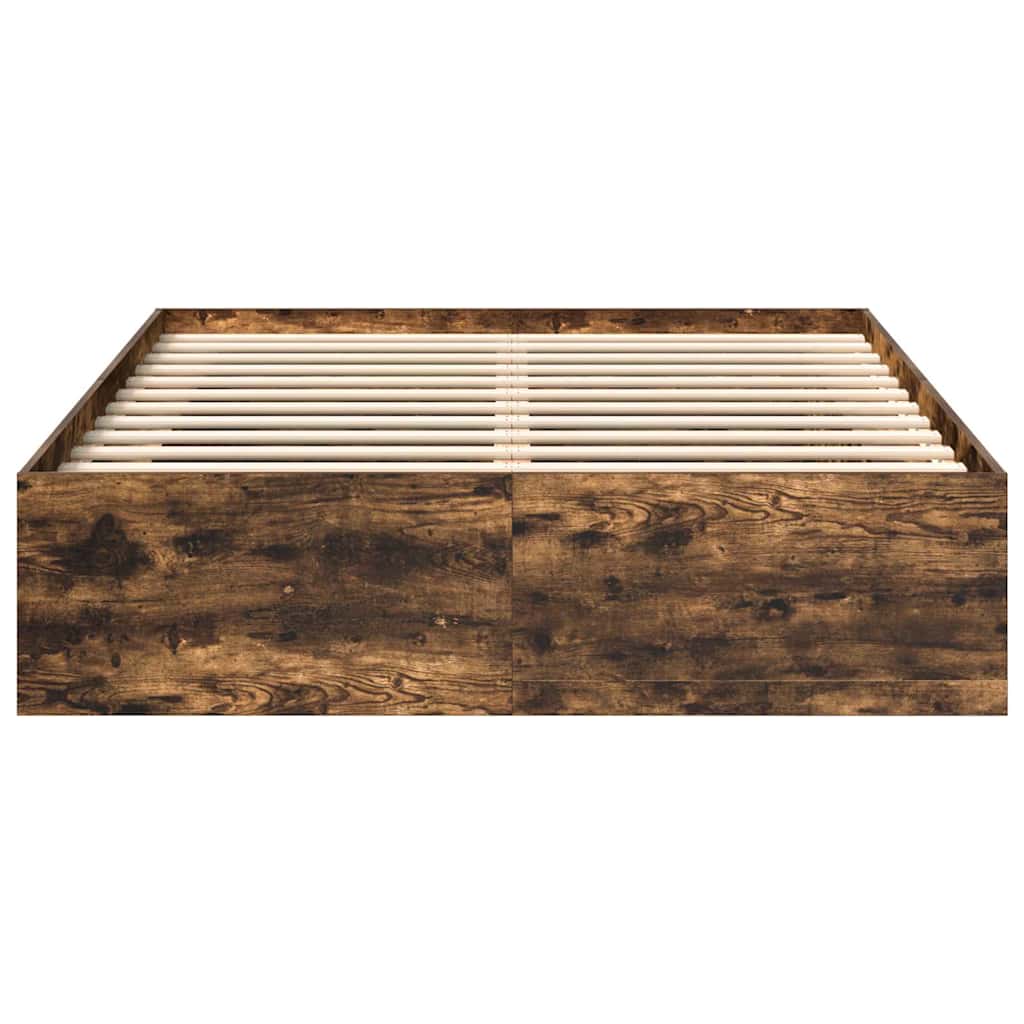 Bed Frame without Mattress Smoked Oak 150x200 cm King Size King Size
