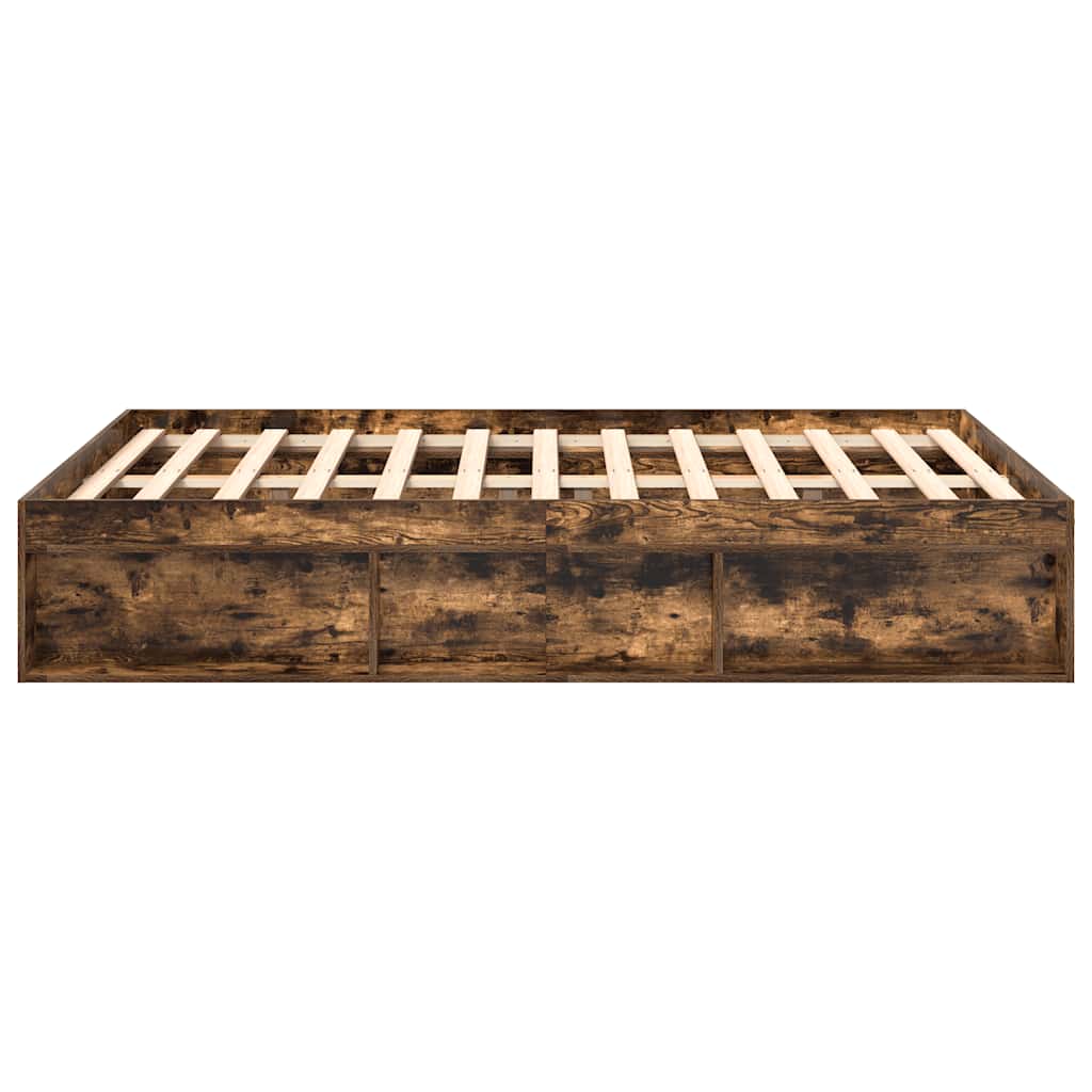 Bed Frame without Mattress Smoked Oak 150x200 cm King Size King Size