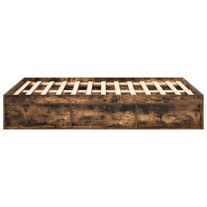 Bed Frame without Mattress Smoked Oak 150x200 cm King Size King Size