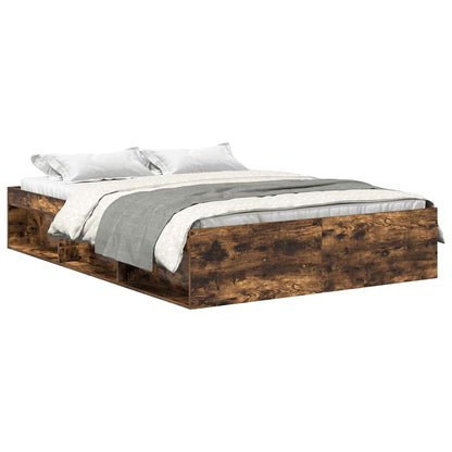 Bed Frame without Mattress Smoked Oak 135x190 cm Double Double