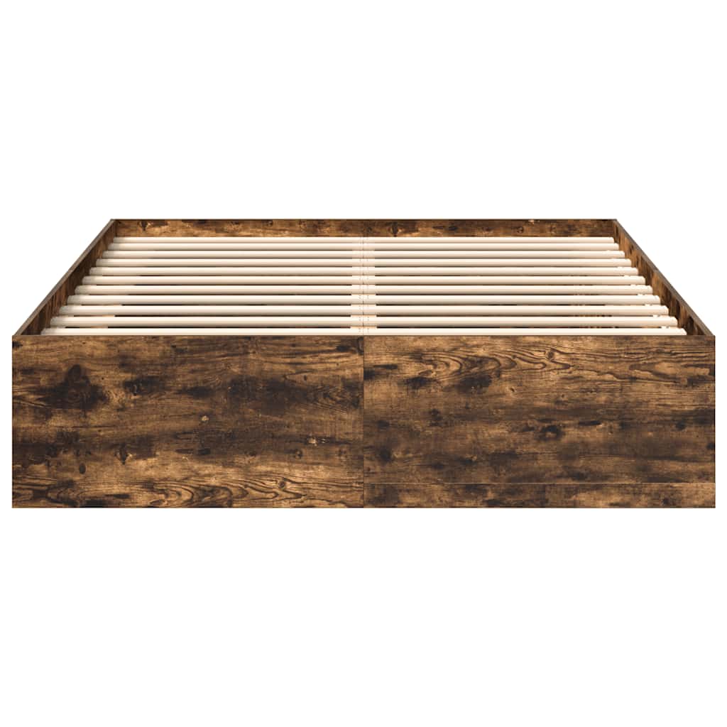 Bed Frame without Mattress Smoked Oak 135x190 cm Double Double