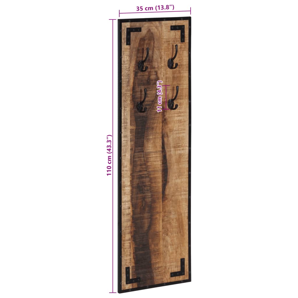 Coat Rack 35x8x110 cm Solid Rough Wood Mango