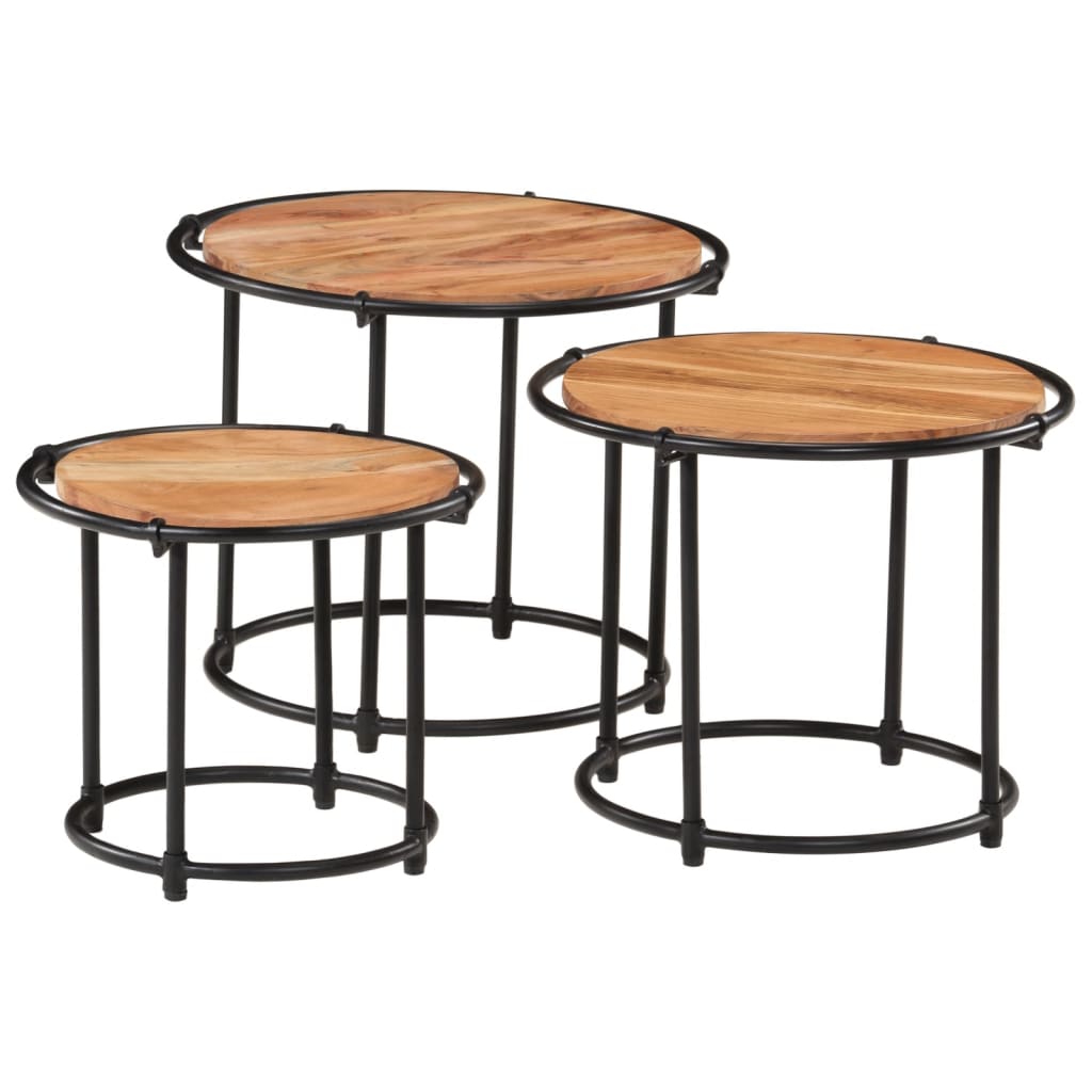 Nesting Tables 3 pcs Solid Wood Acacia