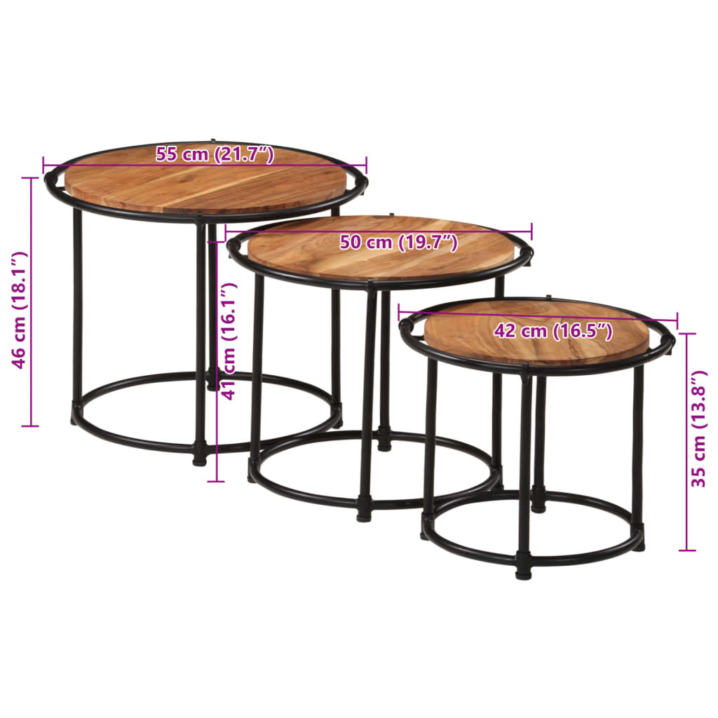 Nesting Tables 3 pcs Solid Wood Acacia