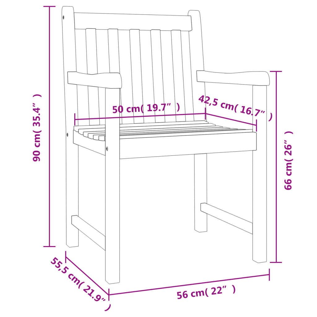 3 Piece Garden Dining Set Solid Wood Acacia