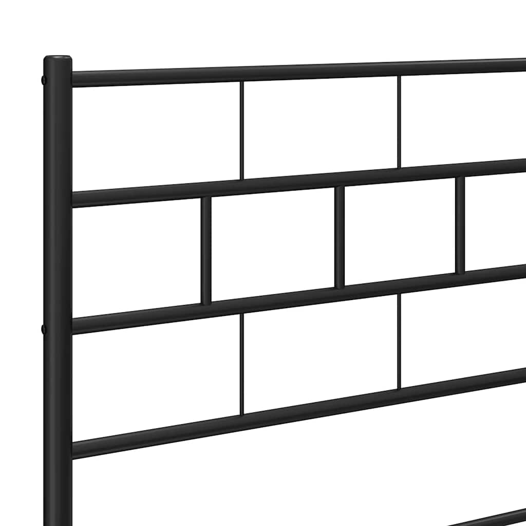 Metal Bed Frame without Mattress with Headboard Black 100x190cm