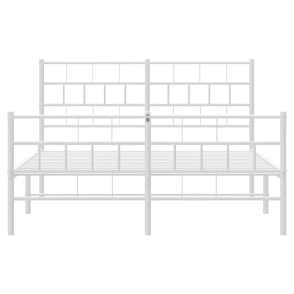 Metal Bed Frame without Mattress with Footboard White 120x190cm