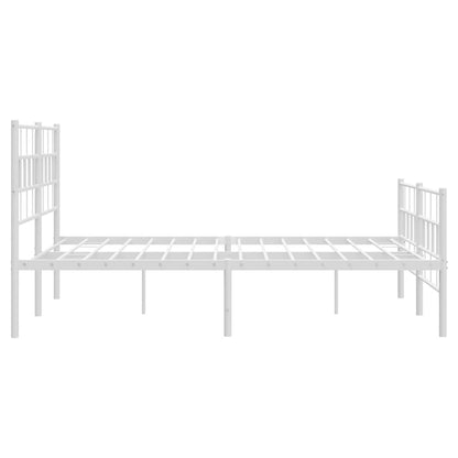 Metal Bed Frame without Mattress with Footboard White 120x190cm