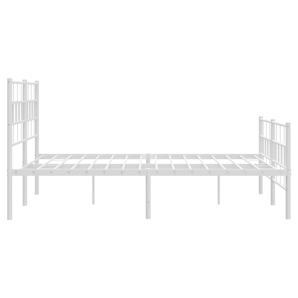 Metal Bed Frame without Mattress with Footboard White 150x200cm