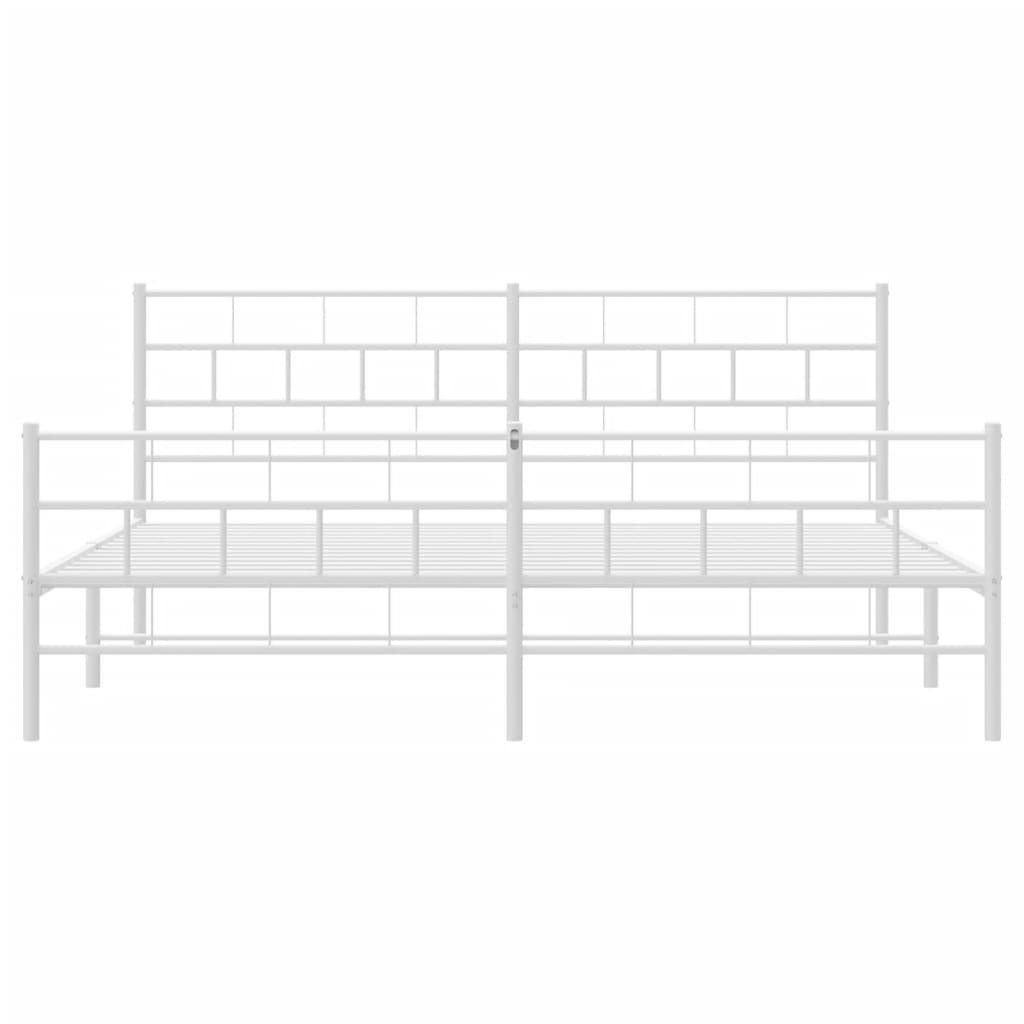 Metal Bed Frame without Mattress with Footboard White 183x213cm