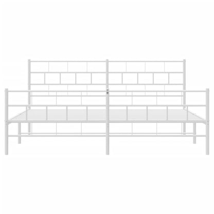 Metal Bed Frame without Mattress with Footboard White 183x213cm