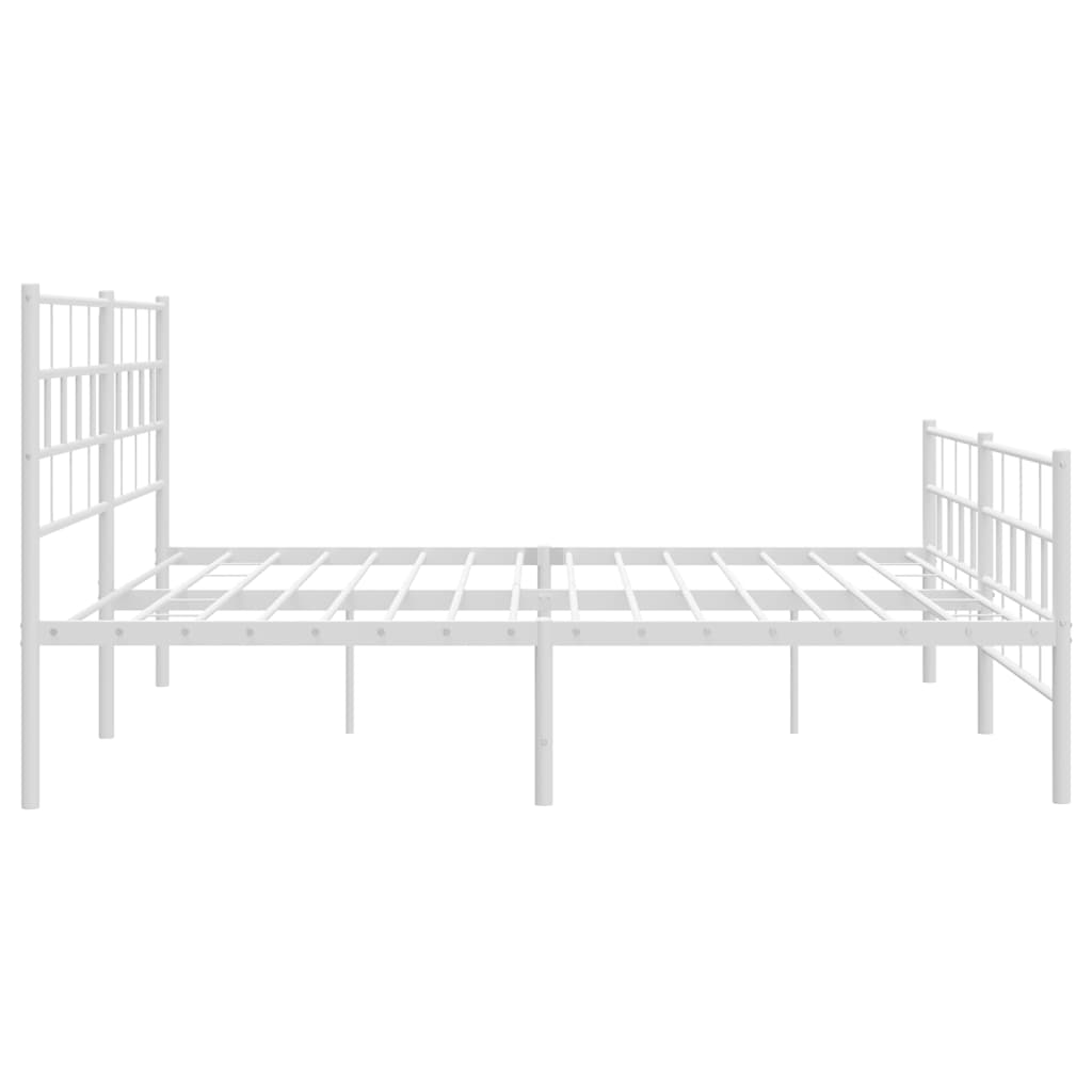 Metal Bed Frame without Mattress with Footboard White 183x213cm