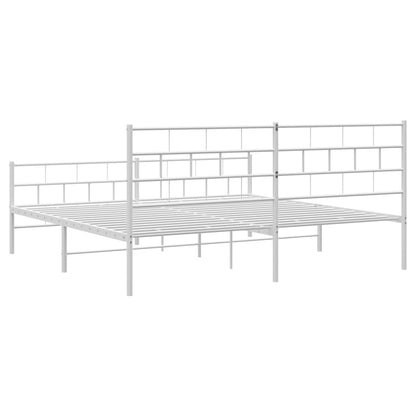Metal Bed Frame without Mattress with Footboard White 183x213cm