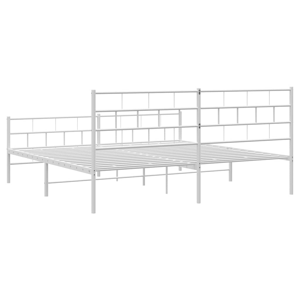 Metal Bed Frame without Mattress with Footboard White 183x213cm