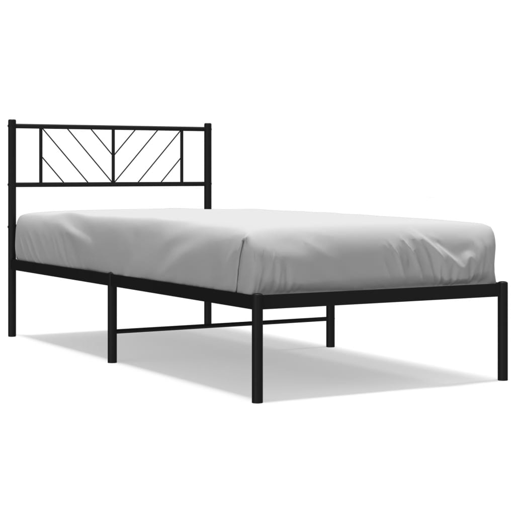 Metal Bed Frame without Mattress with Headboard Black 80x200cm