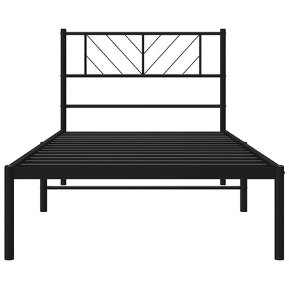 Metal Bed Frame without Mattress with Headboard Black 80x200cm
