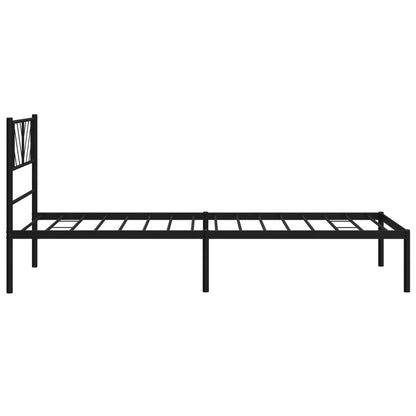 Metal Bed Frame without Mattress with Headboard Black 80x200cm
