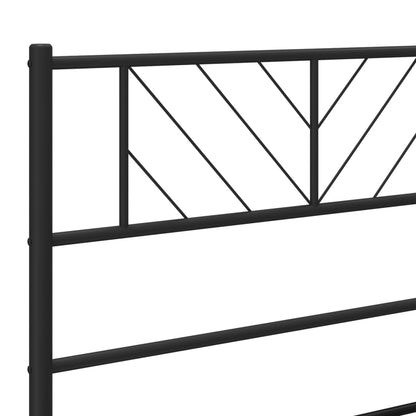 Metal Bed Frame without Mattress with Headboard Black 80x200cm