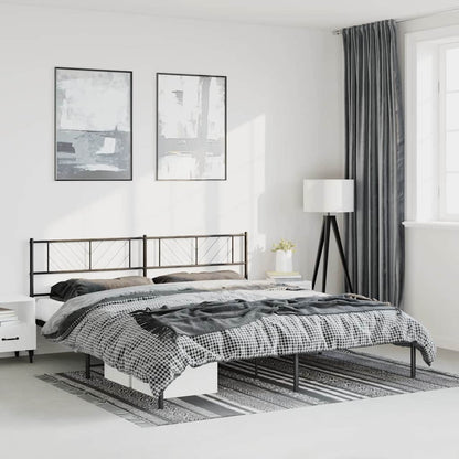 Metal Bed Frame without Mattress with Headboard Black 183x213cm