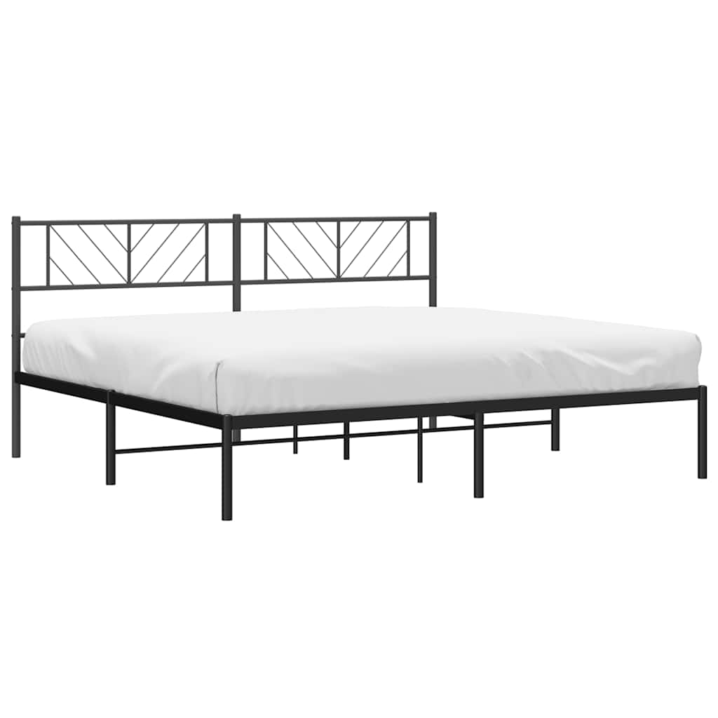 Metal Bed Frame without Mattress with Headboard Black 183x213cm