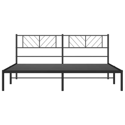 Metal Bed Frame without Mattress with Headboard Black 193x203cm