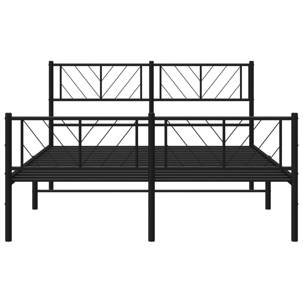 Metal Bed Frame without Mattress with Footboard Black 135x190cm