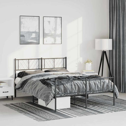 Metal Bed Frame without Mattress with Footboard Black 150x200cm