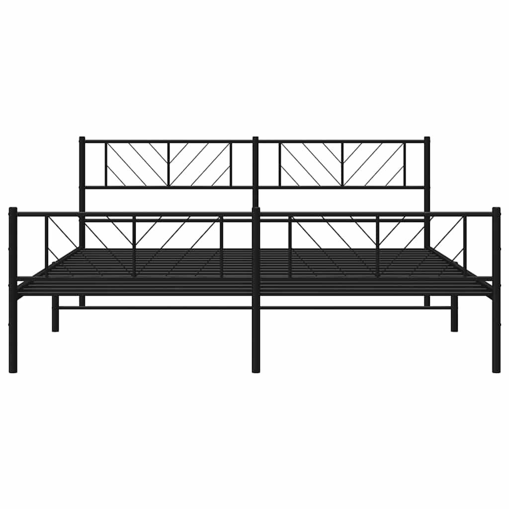 Metal Bed Frame without Mattress with Footboard Black 193x203cm