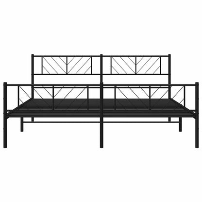 Metal Bed Frame without Mattress with Footboard Black 193x203cm