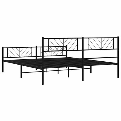 Metal Bed Frame without Mattress with Footboard Black 193x203cm