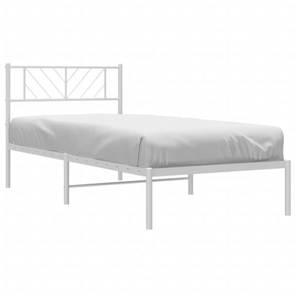 Metal Bed Frame without Mattress with Headboard White 90x200cm