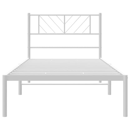 Metal Bed Frame without Mattress with Headboard White 90x200cm