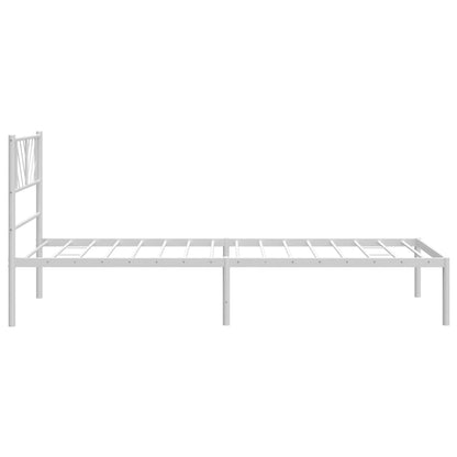 Metal Bed Frame without Mattress with Headboard White 90x200cm