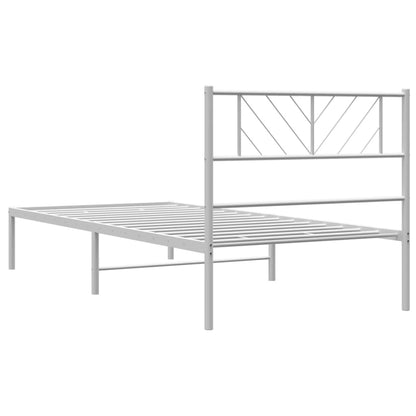 Metal Bed Frame without Mattress with Headboard White 90x200cm