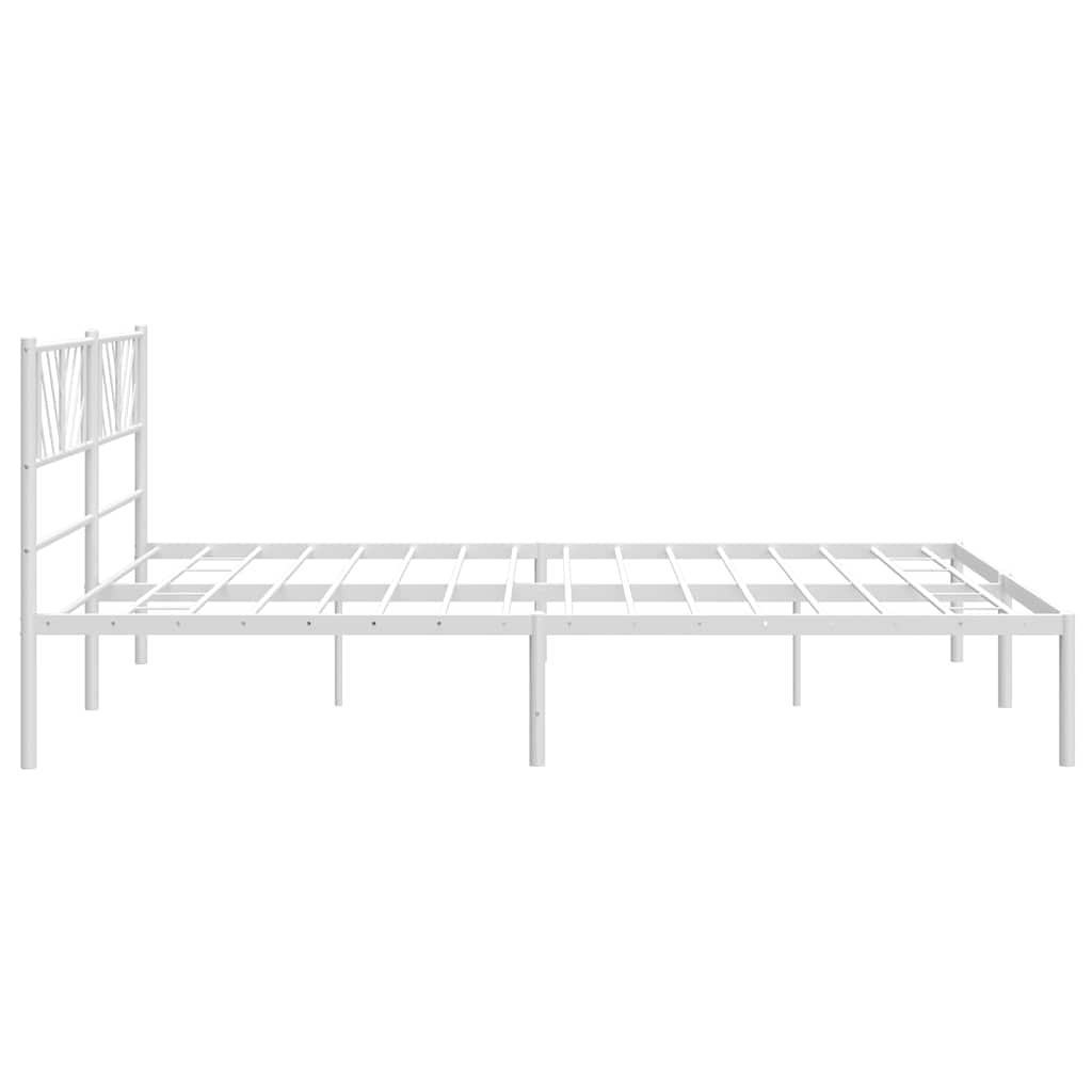 Metal Bed Frame without Mattress with Headboard White 193x203cm
