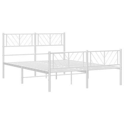 Metal Bed Frame without Mattress with Footboard White 160x200cm